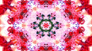 Soyut boya fırça mürekkep patlayabilir formanın düzgün kavramı simetrik desen süs dekoratif Kaleidoscope hareketi geometrik daire ve yıldız şekli