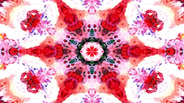 Soyut boya fırça mürekkep patlayabilir formanın düzgün kavramı simetrik desen süs dekoratif Kaleidoscope hareketi geometrik daire ve yıldız şekli