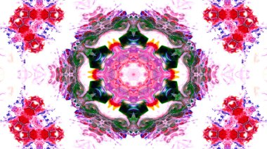 Soyut boya fırça mürekkep patlayabilir formanın düzgün kavramı simetrik desen süs dekoratif Kaleidoscope hareketi geometrik daire ve yıldız şekli