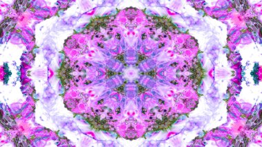 Soyut boya fırça mürekkep patlayabilir formanın düzgün kavramı simetrik desen süs dekoratif Kaleidoscope hareketi geometrik daire ve yıldız şekli