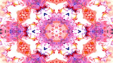 Soyut boya fırça mürekkep patlayabilir formanın düzgün kavramı simetrik desen süs dekoratif Kaleidoscope hareketi geometrik daire ve yıldız şekli