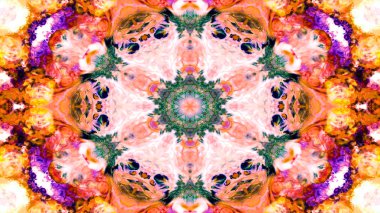 Soyut boya fırça mürekkep patlayabilir formanın düzgün kavramı simetrik desen süs dekoratif Kaleidoscope hareketi geometrik daire ve yıldız şekli