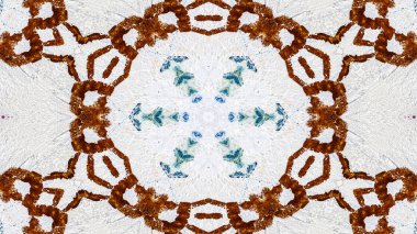 Soyut boya fırça mürekkep patlayabilir formanın düzgün kavramı simetrik desen süs dekoratif Kaleidoscope hareketi geometrik daire ve yıldız şekli