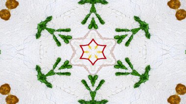 Soyut boya fırça mürekkep patlayabilir formanın düzgün kavramı simetrik desen süs dekoratif Kaleidoscope hareketi geometrik daire ve yıldız şekli