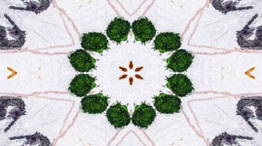 Soyut boya fırça mürekkep patlayabilir formanın düzgün kavramı simetrik desen süs dekoratif Kaleidoscope hareketi geometrik daire ve yıldız şekli