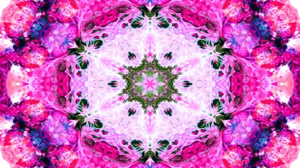 Soyut boya fırça mürekkep patlayabilir formanın düzgün kavramı simetrik desen süs dekoratif Kaleidoscope hareketi geometrik daire ve yıldız şekli