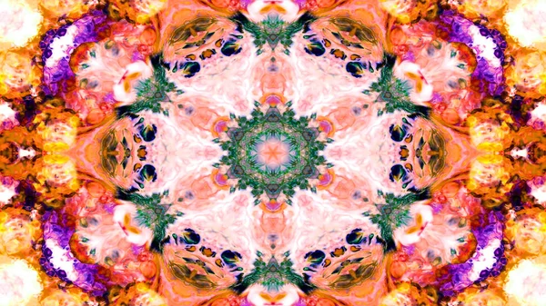 Soyut boya fırça mürekkep patlayabilir formanın düzgün kavramı simetrik desen süs dekoratif Kaleidoscope hareketi geometrik daire ve yıldız şekli