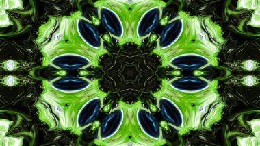 Soyut boya fırça mürekkep patlayabilir formanın düzgün kavramı simetrik desen süs dekoratif Kaleidoscope hareketi geometrik daire ve yıldız şekli