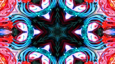 Soyut boya fırça mürekkep patlayabilir formanın düzgün kavramı simetrik desen süs dekoratif Kaleidoscope hareketi geometrik daire ve yıldız şekli