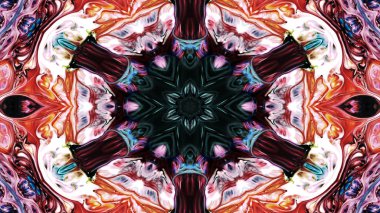 Soyut boya fırça mürekkep patlayabilir formanın düzgün kavramı simetrik desen süs dekoratif Kaleidoscope hareketi geometrik daire ve yıldız şekli