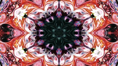 Soyut boya fırça mürekkep patlayabilir formanın düzgün kavramı simetrik desen süs dekoratif Kaleidoscope hareketi geometrik daire ve yıldız şekli