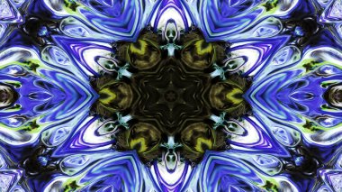 Soyut boya fırça mürekkep patlayabilir formanın düzgün kavramı simetrik desen süs dekoratif Kaleidoscope hareketi geometrik daire ve yıldız şekli