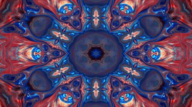 Soyut boya fırça mürekkep patlayabilir formanın düzgün kavramı simetrik desen süs dekoratif Kaleidoscope hareketi geometrik daire ve yıldız şekli