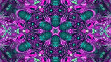 Soyut boya fırça mürekkep patlayabilir formanın düzgün kavramı simetrik desen süs dekoratif Kaleidoscope hareketi geometrik daire ve yıldız şekli