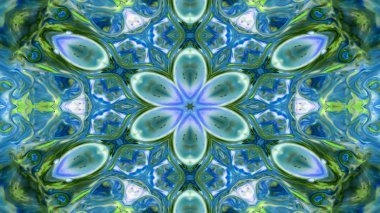 Soyut boya fırça mürekkep patlayabilir formanın düzgün kavramı simetrik desen süs dekoratif Kaleidoscope hareketi geometrik daire ve yıldız şekli