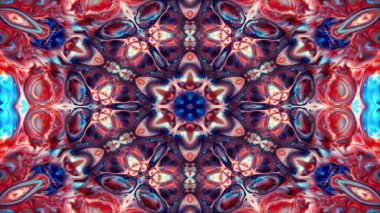 Soyut boya fırça mürekkep patlayabilir formanın düzgün kavramı simetrik desen süs dekoratif Kaleidoscope hareketi geometrik daire ve yıldız şekli