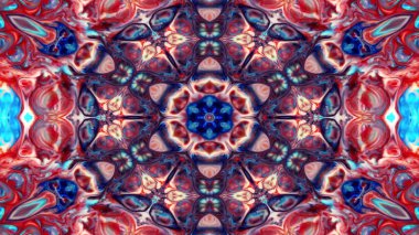 Soyut boya fırça mürekkep patlayabilir formanın düzgün kavramı simetrik desen süs dekoratif Kaleidoscope hareketi geometrik daire ve yıldız şekli