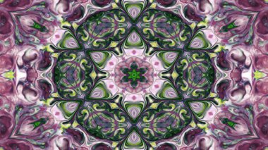 Soyut boya fırça mürekkep patlayabilir formanın düzgün kavramı simetrik desen süs dekoratif Kaleidoscope hareketi geometrik daire ve yıldız şekli