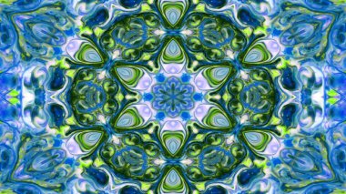 Soyut boya fırça mürekkep patlayabilir formanın düzgün kavramı simetrik desen süs dekoratif Kaleidoscope hareketi geometrik daire ve yıldız şekli