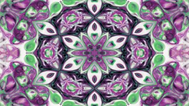 Soyut boya fırça mürekkep patlayabilir formanın düzgün kavramı simetrik desen süs dekoratif Kaleidoscope hareketi geometrik daire ve yıldız şekli