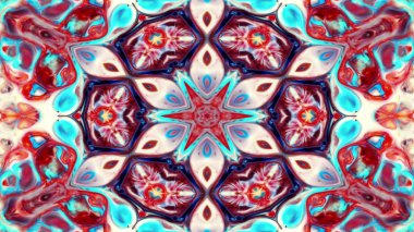 Soyut boya fırça mürekkep patlayabilir formanın düzgün kavramı simetrik desen süs dekoratif Kaleidoscope hareketi geometrik daire ve yıldız şekli