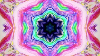 Soyut boya fırça mürekkep patlayabilir formanın düzgün kavramı simetrik desen süs dekoratif Kaleidoscope hareketi geometrik daire ve yıldız şekli