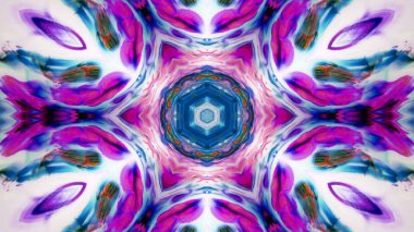 Soyut boya fırça mürekkep patlayabilir formanın düzgün kavramı simetrik desen süs dekoratif Kaleidoscope hareketi geometrik daire ve yıldız şekli