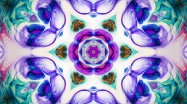 Soyut boya fırça mürekkep patlayabilir formanın düzgün kavramı simetrik desen süs dekoratif Kaleidoscope hareketi geometrik daire ve yıldız şekli