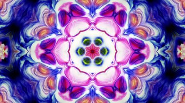 Soyut boya fırça mürekkep patlayabilir formanın düzgün kavramı simetrik desen süs dekoratif Kaleidoscope hareketi geometrik daire ve yıldız şekli