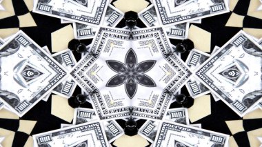 Soyut para kavramı simetrik desen süs dekoratif Kaleidoscope hareketi geometrik daire ve yıldız şekiller