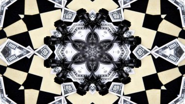 Soyut para kavramı simetrik desen süs dekoratif Kaleidoscope hareketi geometrik daire ve yıldız şekiller