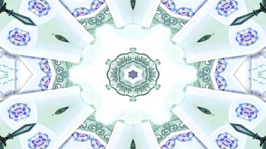 Soyut para kavramı simetrik desen süs dekoratif Kaleidoscope hareketi geometrik daire ve yıldız şekiller