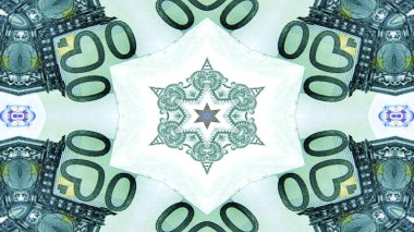 Soyut para kavramı simetrik desen süs dekoratif Kaleidoscope hareketi geometrik daire ve yıldız şekiller