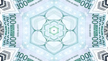 Soyut para kavramı simetrik desen süs dekoratif Kaleidoscope hareketi geometrik daire ve yıldız şekiller