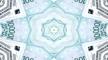 Soyut para kavramı simetrik desen süs dekoratif Kaleidoscope hareketi geometrik daire ve yıldız şekiller
