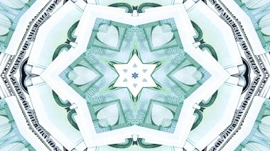 Soyut para kavramı simetrik desen süs dekoratif Kaleidoscope hareketi geometrik daire ve yıldız şekiller