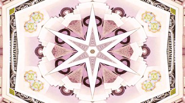 Soyut para kavramı simetrik desen süs dekoratif Kaleidoscope hareketi geometrik daire ve yıldız şekiller