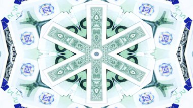 Soyut para kavramı simetrik desen süs dekoratif Kaleidoscope hareketi geometrik daire ve yıldız şekiller