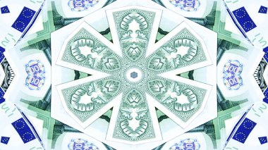 Soyut para kavramı simetrik desen süs dekoratif Kaleidoscope hareketi geometrik daire ve yıldız şekiller