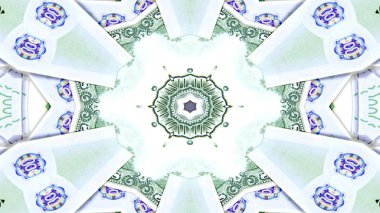 Soyut para kavramı simetrik desen süs dekoratif Kaleidoscope hareketi geometrik daire ve yıldız şekiller