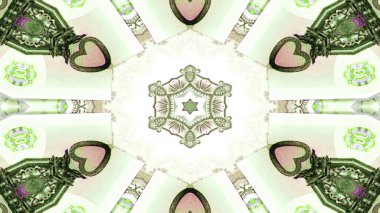 Soyut para kavramı simetrik desen süs dekoratif Kaleidoscope hareketi geometrik daire ve yıldız şekiller