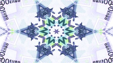 Soyut para kavramı simetrik desen süs dekoratif Kaleidoscope hareketi geometrik daire ve yıldız şekiller