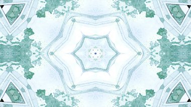 Soyut para kavramı simetrik desen süs dekoratif Kaleidoscope hareketi geometrik daire ve yıldız şekiller