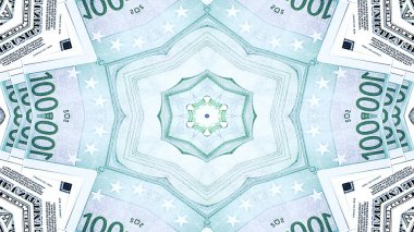 Soyut para kavramı simetrik desen süs dekoratif Kaleidoscope hareketi geometrik daire ve yıldız şekiller