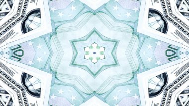 Soyut para kavramı simetrik desen süs dekoratif Kaleidoscope hareketi geometrik daire ve yıldız şekiller