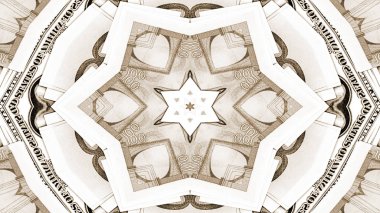 Soyut para kavramı simetrik desen süs dekoratif Kaleidoscope hareketi geometrik daire ve yıldız şekiller