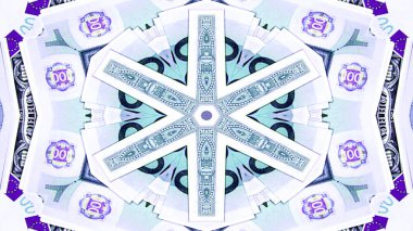 Soyut para kavramı simetrik desen süs dekoratif Kaleidoscope hareketi geometrik daire ve yıldız şekiller