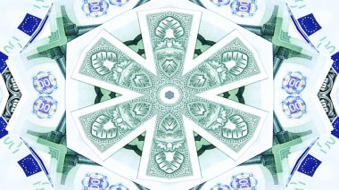 Soyut para kavramı simetrik desen süs dekoratif Kaleidoscope hareketi geometrik daire ve yıldız şekiller