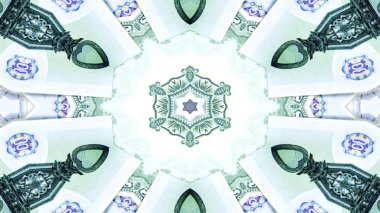 Soyut para kavramı simetrik desen süs dekoratif Kaleidoscope hareketi geometrik daire ve yıldız şekiller
