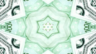 Soyut para kavramı simetrik desen süs dekoratif Kaleidoscope hareketi geometrik daire ve yıldız şekiller